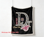 Dior Rhinestone Bee Flannel Sofa Throw Blanket D352